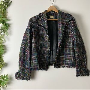 VINTAGE MULTICOLOR VIBRANT FRINGED KNIT BLAZER 
💛💜💚💗💙 [21]